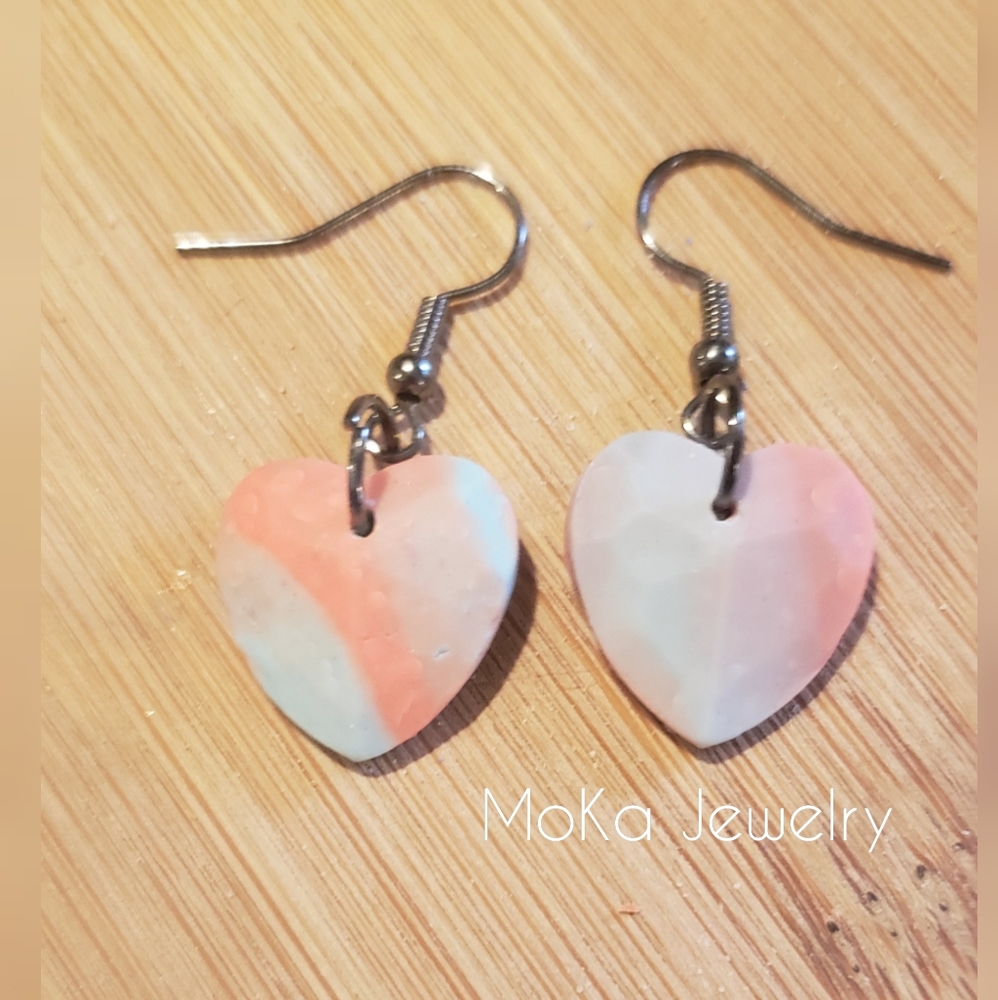 Handmade Polymer Clay Earrings- Sunrise Heart